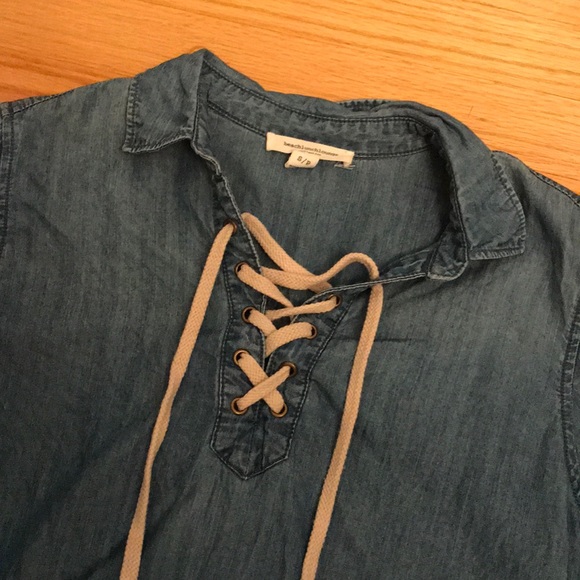 Denim tie blouse - Picture 2 of 3